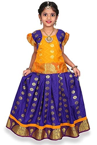 kaatru Thana Silk Girls Pavadai Set (D65) - Lehenga Choli (Prince Size Chart) (5-6 Years)