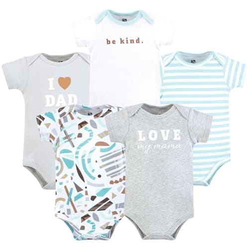 Hudson Baby Cotton Bodysuits, Neutral Abstract, Newborn