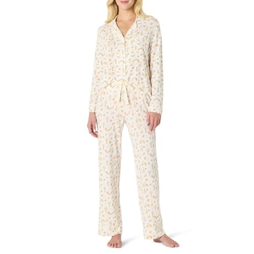 Amazon Essentials x Sofia Grainge Women's Stretch Modal Long-Sleeve and Full-Length Bottom Pajama Set, Ivory Squirrel Picnic, Medium
