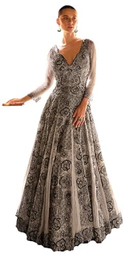 STELLACOUTURE Ready to wear salwar kameez for women, Indian Pakistani traditional ethnic gown suit, Wedding, Party 2980-O (Grey, 38)