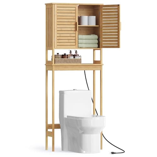 SONGMICS Over The Toilet Stora...Rack, Natural Beige UBTS015N01