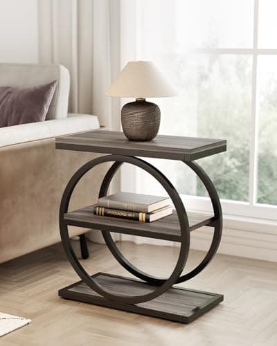 LITTLE TREE End Table, 3-Tier ...nd for Bedroom, Grey and Black