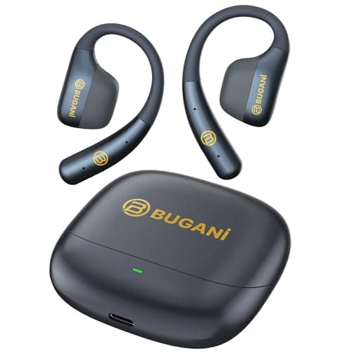 BUGANI Open Ear Headphones, Open Ear Earbuds, Running Earbuds Wireless, Headphones Bluetooth Wireless 5.4, Noise Cancelling Earbuds 40H Playtime, IPX5 Waterproof Earphones for Workout, Running, Sport