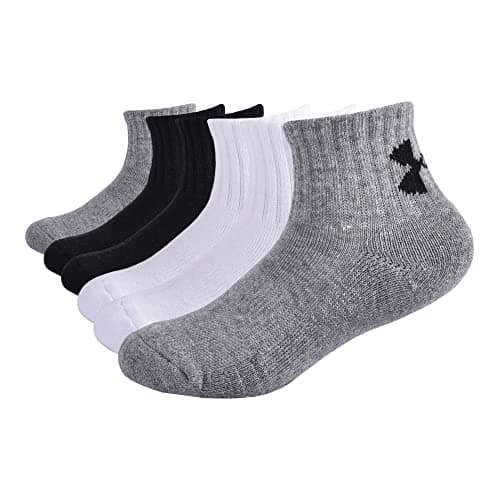 Under Armour Boys Multi Pack Quarter Sock, Grey Heather, 4-6 US
