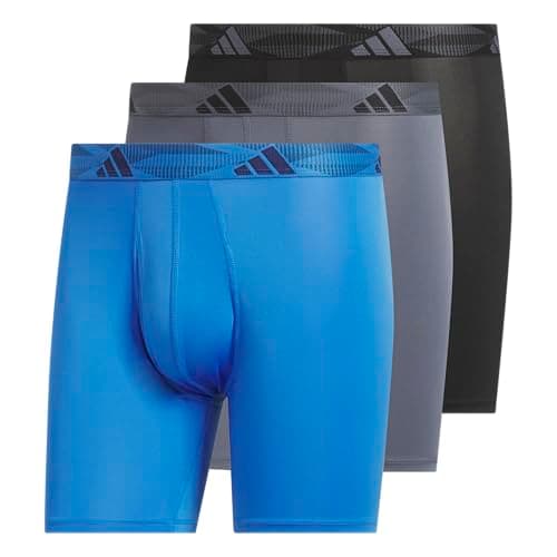 adidas Men's Microfiber Boxer Briefs (3-Pack) Performance Stretch Moisture-Wicking Underwear, Ray Blue/Onix Grey/Black, M