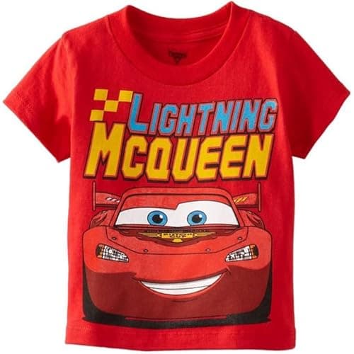 Disney Toddler Boys Cars Lightning McQueen Short Sleeve Tee, Red, 2T