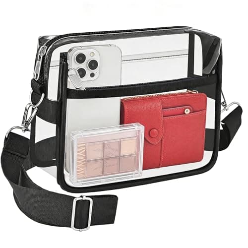 Busiuw Clear Bag Stadium Approved for Stadium Events Small Mini Women Sports Fan handbags& Purse for Concert Festival Events(Black)