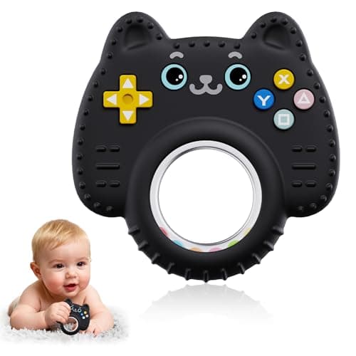 Teething Toys for Babies 0-6 6-12 Months, Remote Game Controller 3-in-1 Baby Teether Rattle Sensory Toy, BPA Free Food-Grade Silicone Baby Toys 0-24 Months, Teething Relief Newborn Essentials Gift