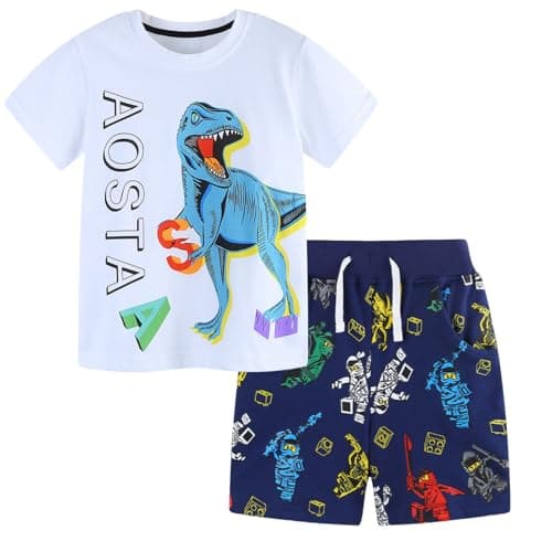 IjnUhb Toddler Boy Clothes Kids Summer Short Sets 2Pcs Cotton T-Shirt and Short Outfits Size 2-7 Years（L2605,24months）