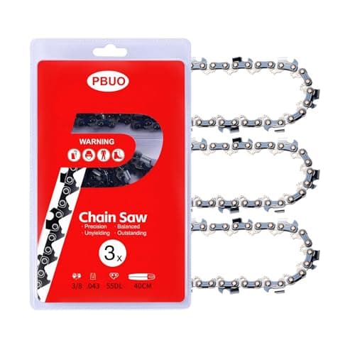 PBUO 16 Inch Chainsaw Chain Replacement, 3/8" LP Pitch .043" Gauge 55 Drive Links, Fits Stihl MS170, MS171, MS180c, Semi-Chisel Low-Kickback Design, 3 Pack | P-Series