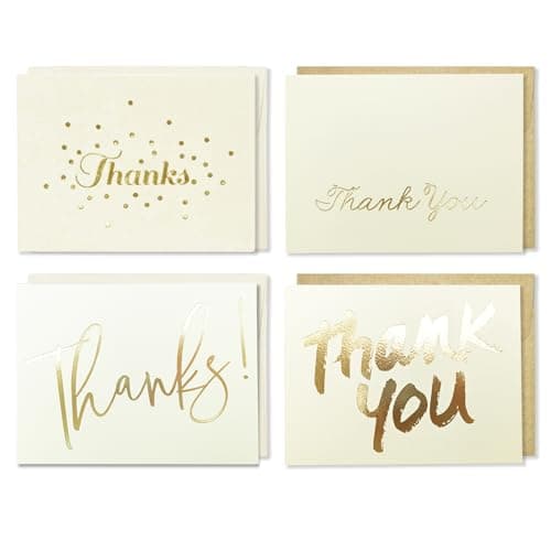 Jotique 48 Sets Thank You Cards with Envelope, Gold Foil Design, 3.75" x 5"