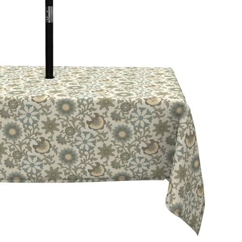 LVTXIII Outdoor Rectangle Tablecloth, Decorative Water-Repellent and Fade Resistant Table Covers with Umbrella Hole, Patio Table Cloth with Zipper, 60x84 Inch, Floral Symphony‌