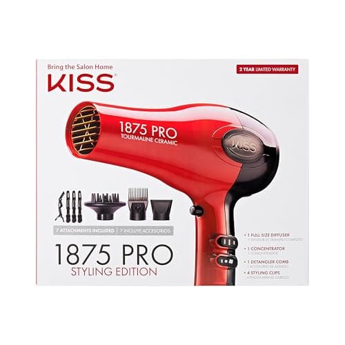 KISS 1875 Watt Pro Tourmaline ...ncluded, 2-Year Warranty - Red