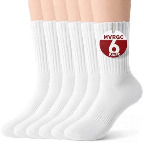 Mvrgc Crew Socks for Women & Men, 6 Pair Cute Cotton Casual Calf Socks Breathable Soft Above Ankle Running Hiking Socks, Size 5-10