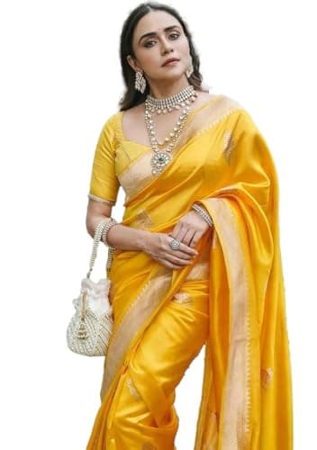 Indya Yellow Embroidery Silk Saree Set for Haldi | Indian Ethnic Wear