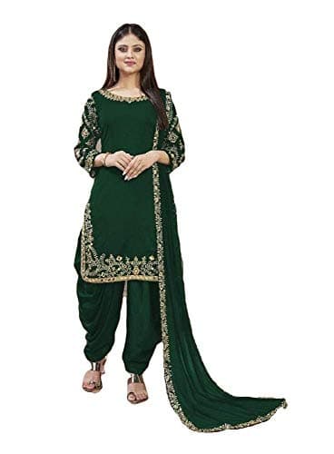 shopNstyle Ready to Wear Indian Pakistani Fashion Ethnic Wear Designer Girl Punjabi Salwar Kameez Patiala Suit for Women (Green, L)