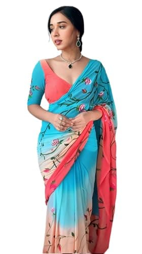 BE4ME.COM Ready to wear saree one min ready saree Pre draped pre-stitched sari with Unstitched Blouse (Alia)