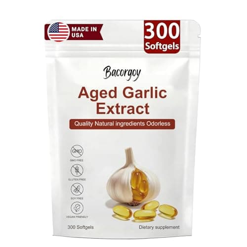 Bacorgoy Aged Garlic Extract Capsules – Odorless Garlic Supplement with Antioxidants for Immune Support, Non-GMO, Gluten-Free, Vegan Friendly, 300 Capsules