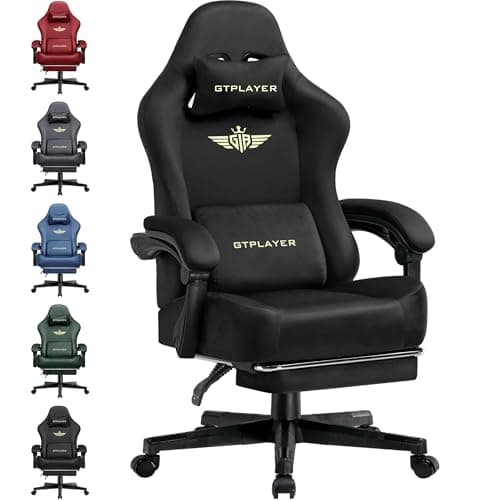 GTPLAYER Big and Tall Gaming C...or Office Gaming 350LBS, Black