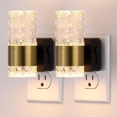 YCZM LED Night Lights Plug Into Wall, Dimmable Wall Night Lights 3000K 0-100LM Adjustable Nightlight with Gold Ambiance Lighting for Bathroom, Kitchen, Hallway, Bedroom 2 Pack