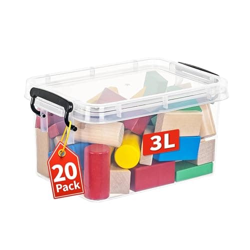 Cetomo Plastic Storage Boxes, ... Stackable, Clear, 3L- 20 Pack