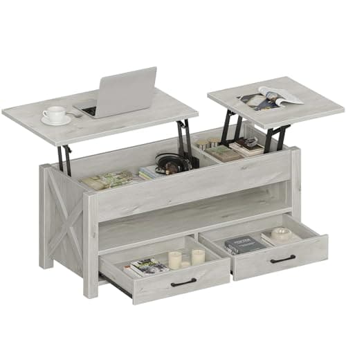 39.3" Seventable Lift Top Coffee Table w/ 2 Storage Drawers & Hidden Compartment (Gray) $84.99 + Free Shipping w/ Prime or on $35+