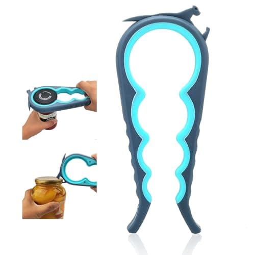 Otstar Jar Opener Bottle Opener and Can Opener for Weak hands, Seniors with Arthritis and Anyone with Low Strength, Mutil Jar Opener Get Lids Off Easily (Blue and Grey) $6.99