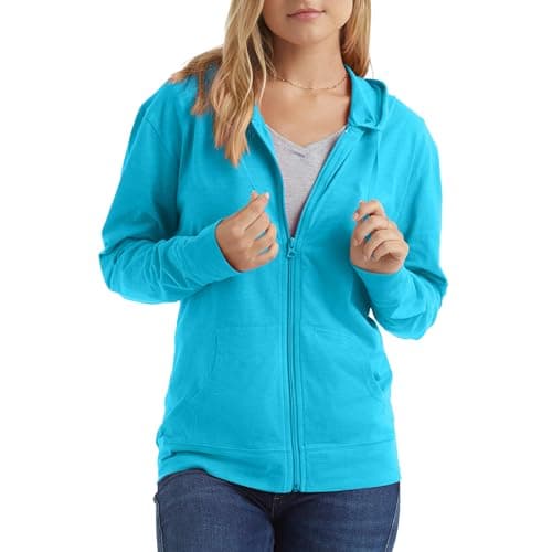 Hanes womens Slub Jersey fashion hoodies, Process Blue, Large US