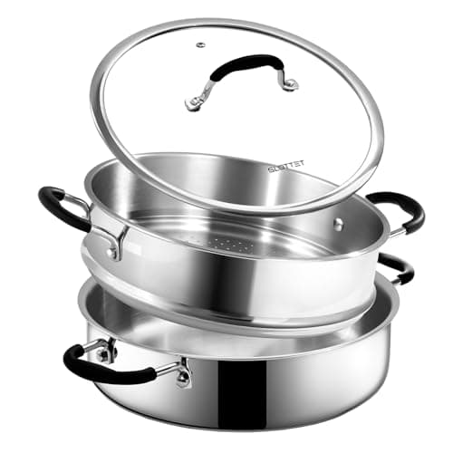 Tri-Ply Stainless Steel Saute Pan with Steamer for $25 + free shipping w/ Prime
