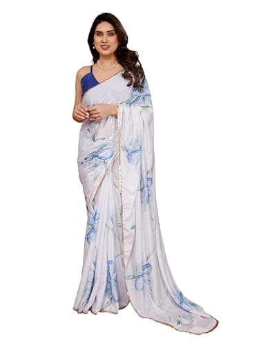 MAHEK Soft Shiffon Bollywood Party wear Georgette Printed saree for Women's Aparn (Blue)