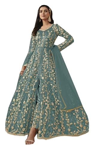 STELLACOUTURE indian salwar kameez ready to wear Eid Festival Shalwar suit pakistani style party for women 2755-O (Sky Blue, 42)