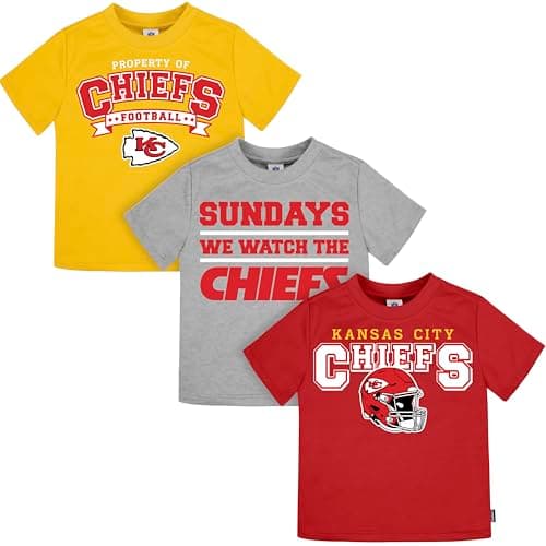 Gerber Unisex Baby NFL Short S...e Shirt, Pack of 3, Chiefs, 3T