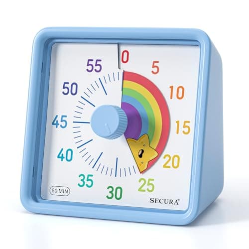 Secura 60-Minute Visual Timer ... Management Tool (Blue & Star)