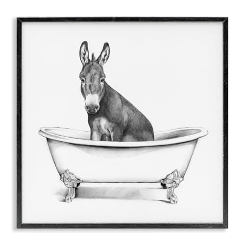Stupell Industries Donkey in C...all Art, 12 x 12, Black Framed