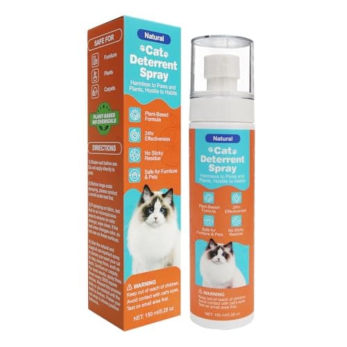 Cat Deterrent Spray, Natural Cat Repellent Spray with Citrus Scent, Indoor & Outdoor Traning Aid for Urine Marking & Anti-Scratch, Safe for Furniture, Plant & Rugs, (150ml/5.28oz)