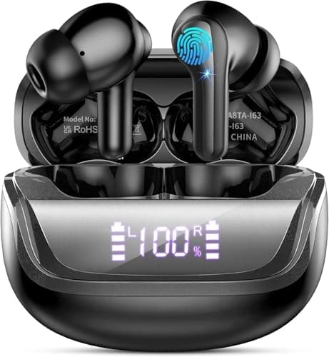 Wireless Earbuds, Bluetooth 5.4 Headphones with ENC Noise Canceling Mics, in-Ear Earphones Deep Bass Stereo, 45H Playtime Ear Buds Dual LED Display, IP7 Waterproof Wireless Headphones for Android iOS