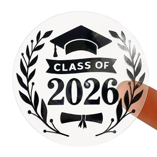 Snlpuith Class of 2026 Clear Graduation Envelope Seals, Round Transparent Stickers with Black Foil for High School and College Graduation Invitations, 1.6", Pack of 100 (Black Foil)