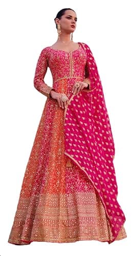STELLACOUTURE indian pakistani salwar kameez ready to wear wedding plus size embroidered party shalwar suit for women 2757-O (Pink, 40)