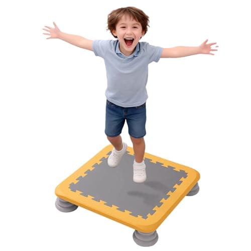 Mini Trampoline for Kids, Indo...tion, Max Load 220 lbs, Yellow