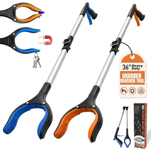 LEGENDONE 2 Pack 36" Magnetic Grabber Reacher Tool, Extra Long Reacher Grabbers, Easy Foldable Trash Pickup Tool, Heavy Duty 360° Claw Upper Grabber Picker for Senior, Health, Surgery Recovery