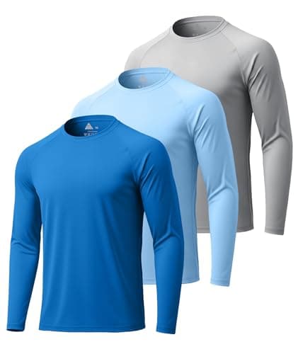 ZITY 3 Pack Men's Active Crew Neck Long Sleeve T Shirts Athletic Running Gym Workout Tops Bulk