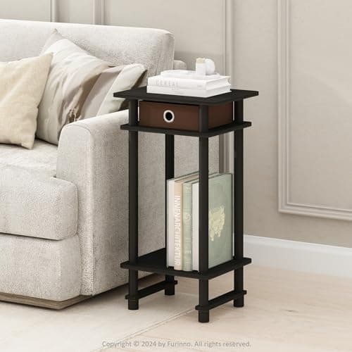 Furinno Turn-N-Tube Side Table... Room, Bedroom, Black Espresso
