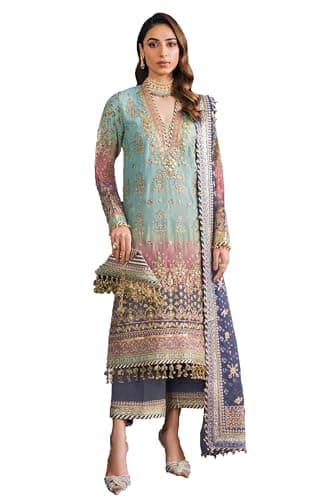 STELLACOUTURE Eid festival Indian Salwar Kameez Pakistani suit ready to wear embroidered plus size for women 1116-O (Sky Blue, 36)