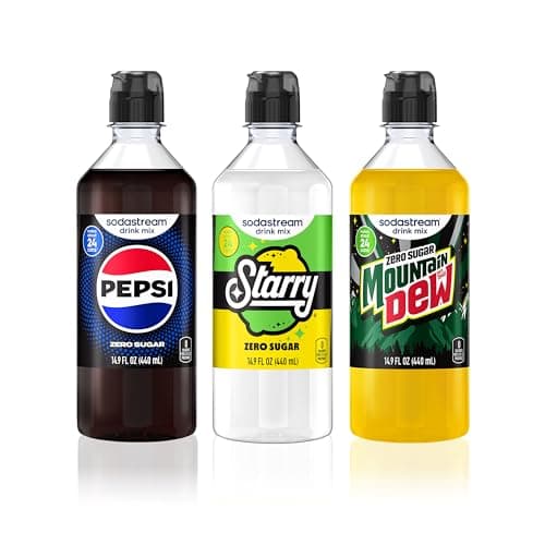 SodaStream Pepsi, Starry & MTN...Pour Bottle 440ml, (Pack of 3)