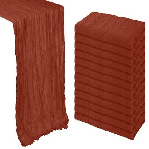 12 Pack Terracotta Cheesecloth Table Runner 10Ft Gauze Burnt Orange Cheese Cloth Table Runner 35x120 Inch Boho Rustic for Party Decor Baby Shower Wedding Holiday Decorations
