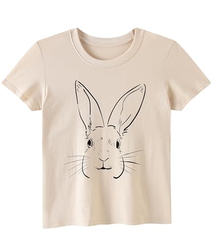 Winging Day Boy and Girl Beige Rabbit Easter T-Shirt – 100% Cotton, Size 8-9 Years