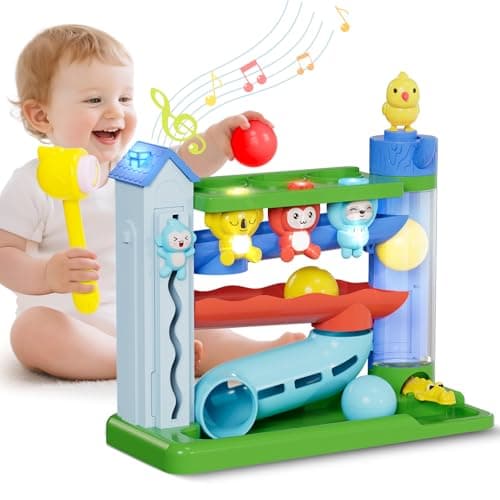 Ussybaby Hammer Toddler Musical Toys, Light-Up Baby Musical Toy STEM Educational (Pink or Blue)  $13.99 + Free Shipping w/ Prime or on $35+