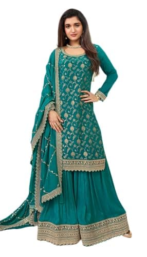 Shreeva Fashion Indian Pakistani Dresses for Women Palazzo Style multi work Salwar Kameez Suit