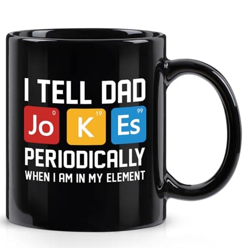 Cabtnca Father Day Gift for Dad, I Tell Dad Jokes Periodically Element Coffee Mug, Funny Fathers Day Birthday Gifts for Daddy, 11 Oz Black