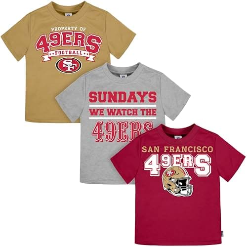 Gerber Unisex Baby NFL Short Sleeve Team Fan Tee Shirt, Pack of 3, 49Ers, 12 Months